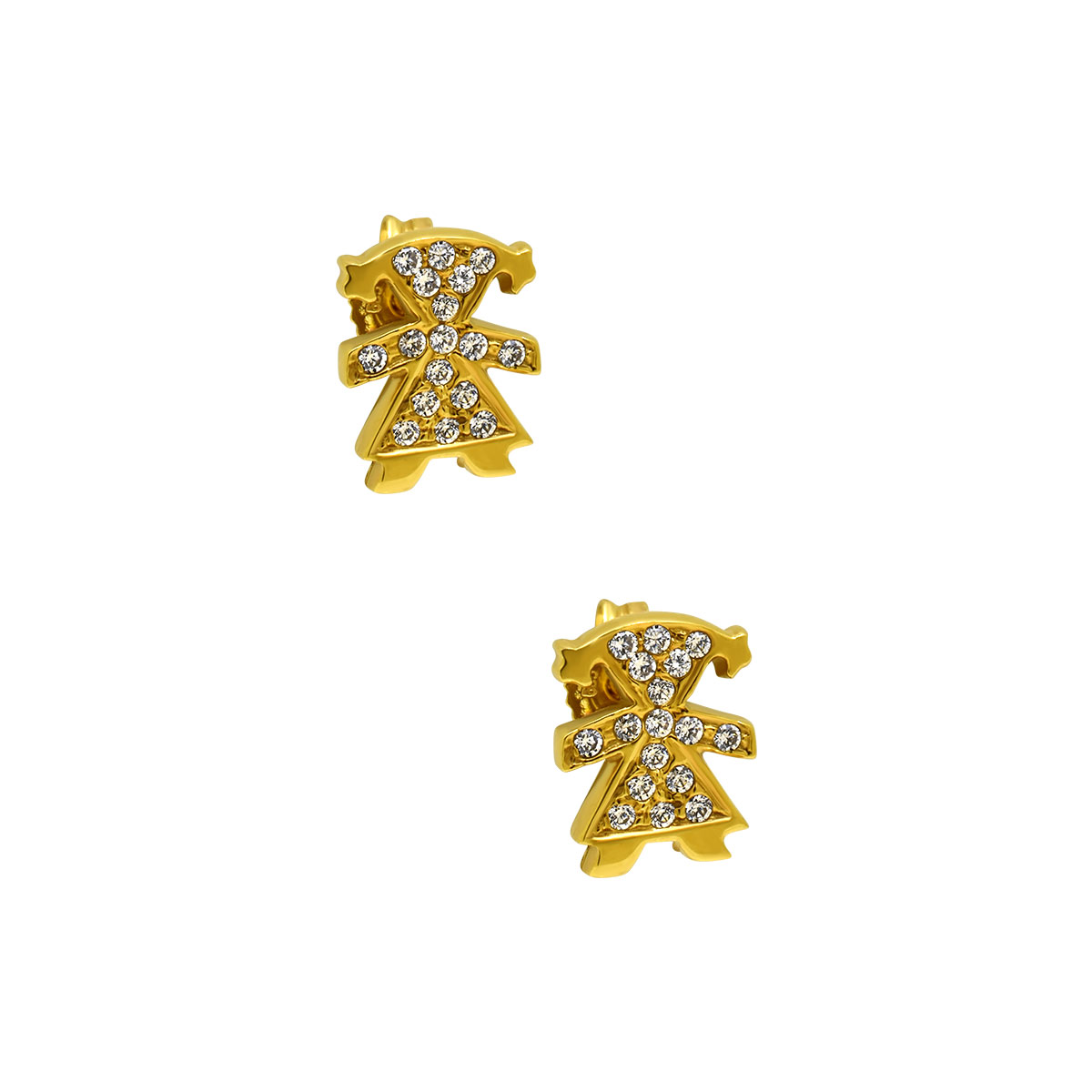 Χρυσά σκουλαρίκια Girl K14 με πέτρες ζιργκόν